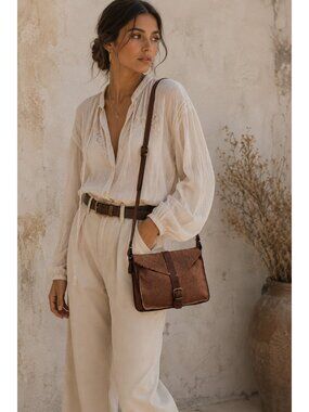 Handmade Genuine Leather Messenger Crossbody Bag Brown Rustic Satchel Unisex